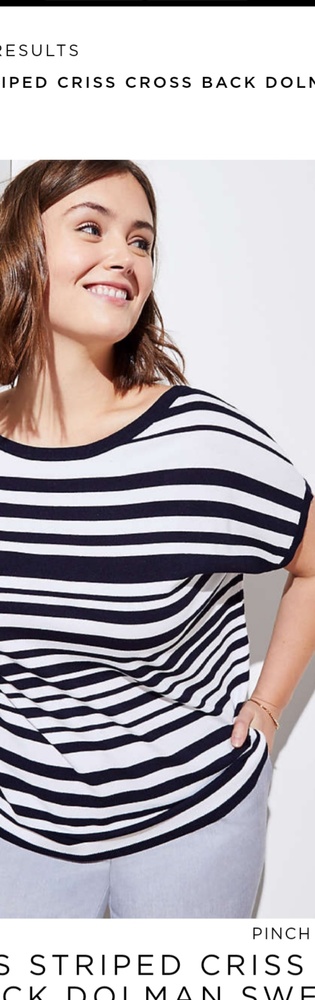 LOFT Plus Striped Criss Cross Back Dolman Sweater 